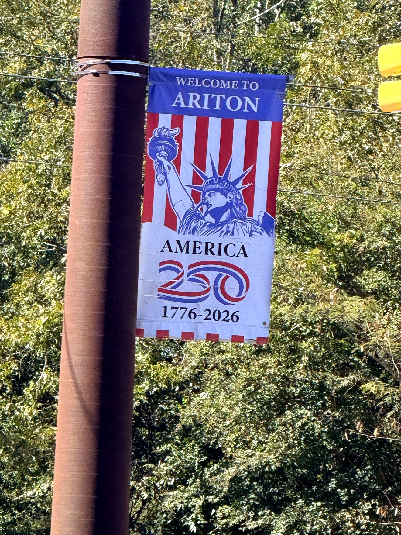Welcome to Ariton banner celebrating America's 250th